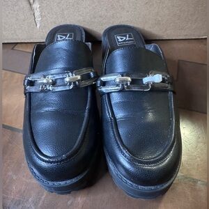 Platform Mule Loafers in Black
